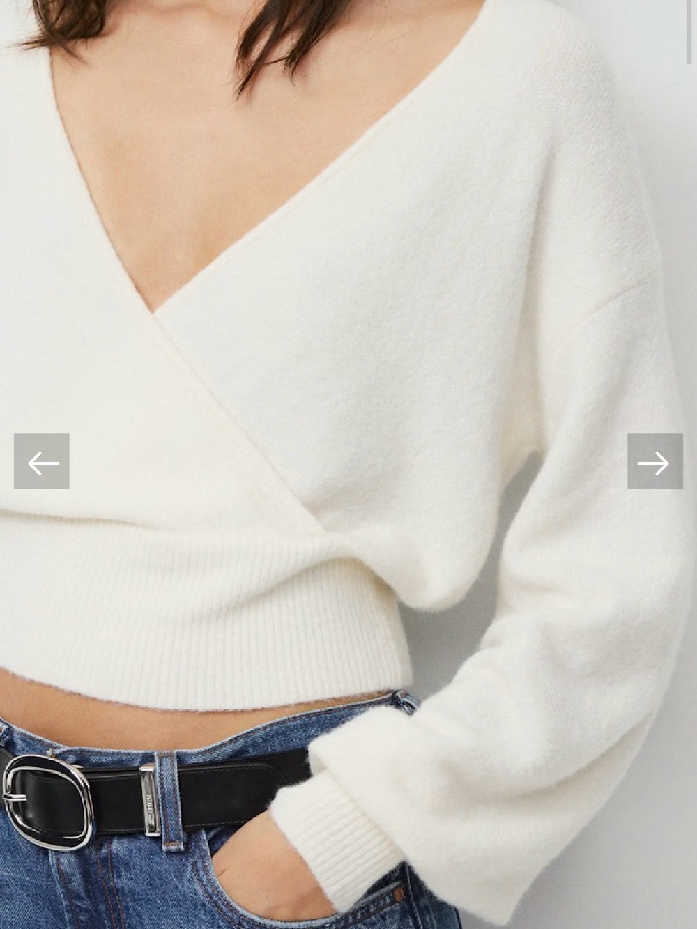 NWT Aritzia Wilfred SoftSpoke™ Dear Wrap Sweater in Light Birch - Picture 4 of 7